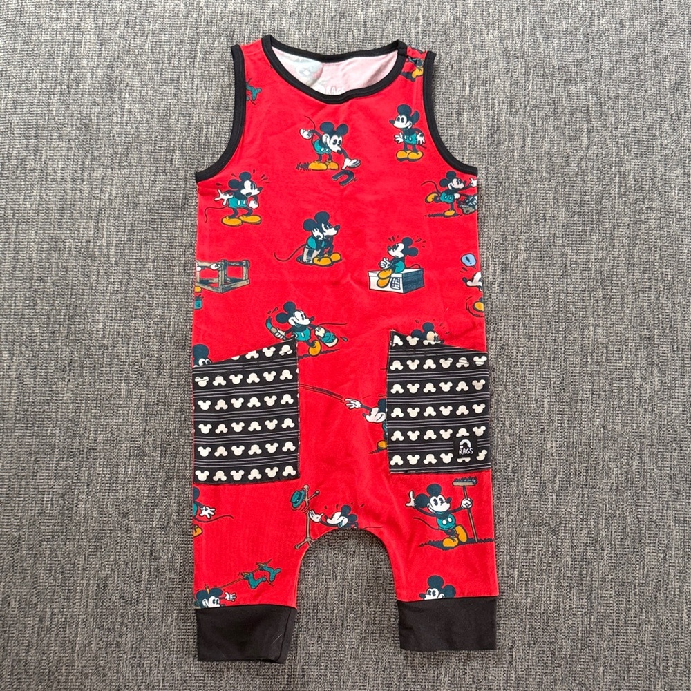 Rags to Raches Red Mickey Mouse Sleeveless One-Piece Bodysuit